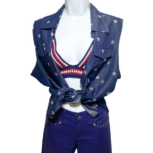 Custom Star Embellished Sleeveless Top - Picture 1 of 6